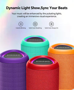 Portable Bluetooth Speaker Beach Essentials: Powerful Crystal Clear Sound/Dynamic Light/IPX5 Waterproof/All Day Playtime/Wireless BT 5.3/TWS Paring, Mom Gifts, Outdoor|Travel|Camping|Pool Accessories
