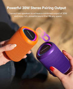 Portable Bluetooth Speaker Beach Essentials: Powerful Crystal Clear Sound/Dynamic Light/IPX5 Waterproof/All Day Playtime/Wireless BT 5.3/TWS Paring, Mom Gifts, Outdoor|Travel|Camping|Pool Accessories