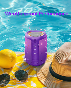 Portable Bluetooth Speaker Beach Essentials: Powerful Crystal Clear Sound/Dynamic Light/IPX5 Waterproof/All Day Playtime/Wireless BT 5.3/TWS Paring, Mom Gifts, Outdoor|Travel|Camping|Pool Accessories