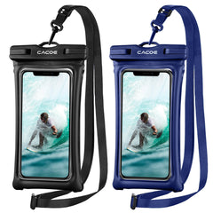 CACOE [Floatable] Floating Universal IPX8 Waterproof Phone Case 2 Pack-Up to 7.0",Adjustable Lanyard Phone Pouch,Cellphone Dry Bags for Vacation Beach Pool Kayak Cruise Travel Essentials（Black+Green）
