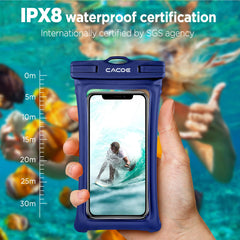 CACOE [Floatable] Floating Universal IPX8 Waterproof Phone Case 2 Pack-Up to 7.0",Adjustable Lanyard Phone Pouch,Cellphone Dry Bags for Vacation Beach Pool Kayak Cruise Travel Essentials（Black+Green）