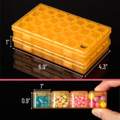 Mr. Pen- Bead Storage Containers, 28 Grids, 2 Pack, Clear White, 160pcs Label Stickers, Transparent, Small Bead Organizer Box, Diamond Art, Diamond Painting Organizer
