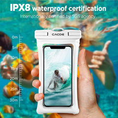 CACOE [Floatable] Floating Universal IPX8 Waterproof Phone Case 2 Pack-Up to 7.0",Adjustable Lanyard Phone Pouch,Cellphone Dry Bags for Vacation Beach Pool Kayak Cruise Travel Essentials（Black+Green）