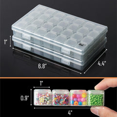 Mr. Pen- Bead Storage Containers, 28 Grids, 2 Pack, Clear White, 160pcs Label Stickers, Transparent, Small Bead Organizer Box, Diamond Art, Diamond Painting Organizer