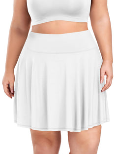 COOTRY Womens Plus Size Pleated Tennis Skirt with Shorts Athletic Golf Skorts with Pockets High Waisted Workout Skirts White 5XL