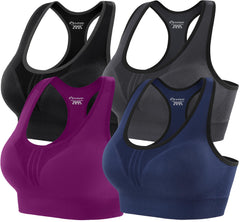 High-Impact Padded Sports Bras — Racerback Workout Set