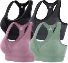 High-Impact Padded Sports Bras — Racerback Workout Set