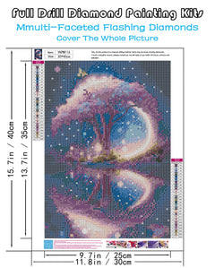 KINPLUB Moonlight Beach Diamond Painting Kits for Adults, 5D Seaside Moon Diamond Art Kits for Beginners, DIY Full Drill Paint with Diamond, Home Wall Decor 12 x 16 Inch