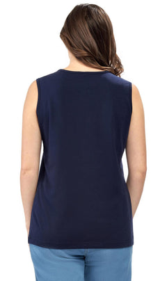 Women's Classic Relaxed Fit Sleeveless Tank Top — Lightweight Cotton Blend