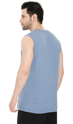 Men's Heavyweight Sleeveless Crew Neck T-Shirt with Chest Pocket