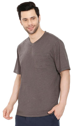 Men's Heavyweight Short Sleeve V-Neck T-Shirt with Chest Pocket