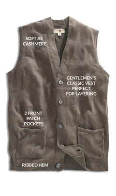 Men's Cashmere-Like Button Front Flat Knit Sweater Vest with Chest Pockets