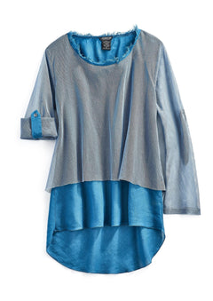 Women's High-Low Hem Mesh Layered Knit Top-Brandy Journey