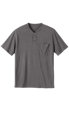 Men's Short Sleeve Henley T-Shirt with 3-Button Placket and Chest Pocket