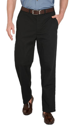 Men's Stretch Waist Chino Pants — Flat Front Hidden Elastic Waistband