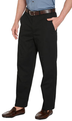 Men's Stretch Waist Chino Pants — Flat Front Hidden Elastic Waistband
