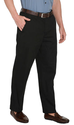 Men's Stretch Waist Chino Pants — Flat Front Hidden Elastic Waistband