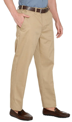 Men's Stretch Waist Chino Pants — Flat Front Hidden Elastic Waistband