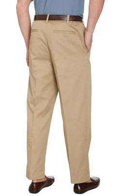 Men's Stretch Waist Chino Pants — Flat Front Hidden Elastic Waistband