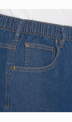 Men's Pull-On Stretch Denim and Twill Shorts — Elastic Waist No Zipper