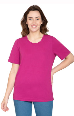 Women's Short Sleeve Crew Neck T-Shirt — Relaxed Fit Cotton Blend