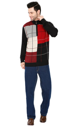 Men's Color Block Quarter Zip Long Sleeve Sweater-Brandy Journey