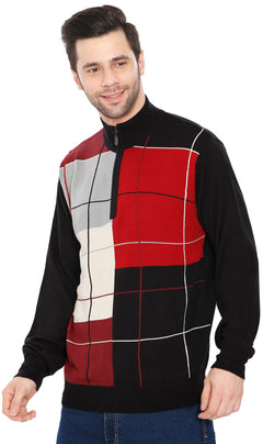 Men's Color Block Quarter Zip Long Sleeve Sweater-Brandy Journey