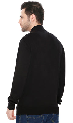 Men's Color Block Quarter Zip Long Sleeve Sweater-Brandy Journey