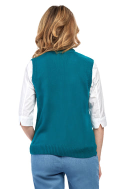 Women's Cable Knit Cardigan Sweater Vest — Button Front