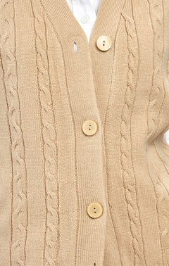 Women's Cable Knit Cardigan Sweater Vest — Button Front