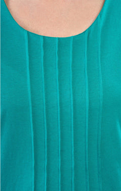 Women's Short Sleeve Pintuck Scoop Neck T-Shirt — 100% Cotton Knit