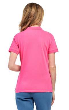Women's Short Sleeve Pique Knit Polo Shirt — Relaxed Fit Cotton Blend