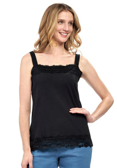 Women's Lace Trim Sleeveless Cotton Blend Tank Top-Brandy Journey