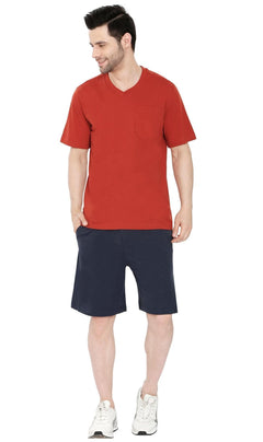 Men's Heavyweight Short Sleeve V-Neck T-Shirt with Chest Pocket