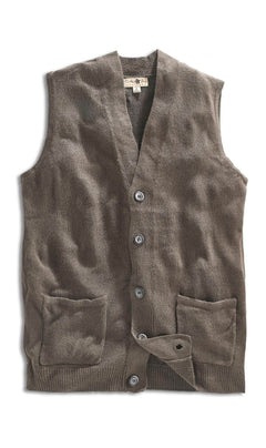 Men's Cashmere-Like Button Front Flat Knit Sweater Vest with Chest Pockets