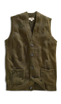 Men's Cashmere-Like Button Front Flat Knit Sweater Vest with Chest Pockets