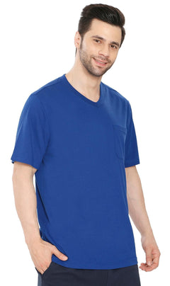 Men's Heavyweight Short Sleeve V-Neck T-Shirt with Chest Pocket