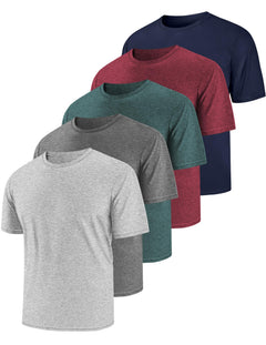 Mens Shirts Workout Dry Fit Short Sleeve T-Shirts Swim Gym Summer Beach Tshirts Athletic Tee Crew Neck UPF 50 SPF Sun Protection Clothes Lightweight 5 Pack S