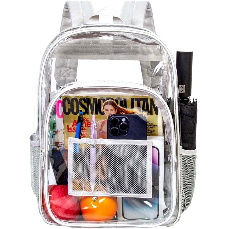 gxtvo Clear Backpack Heavy Duty Transparent Bookbag See Through Backpacks for Women Men - Grey