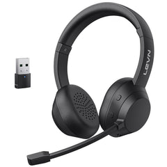 LEVN Wireless Headset Wireless Headset with Mic for Work(Noise Cancelling) 65 Hours Woktime & Mute ButtonWireless Headset for Work from Home/Office/Call Center/PC/Computer/Laptop/Teams