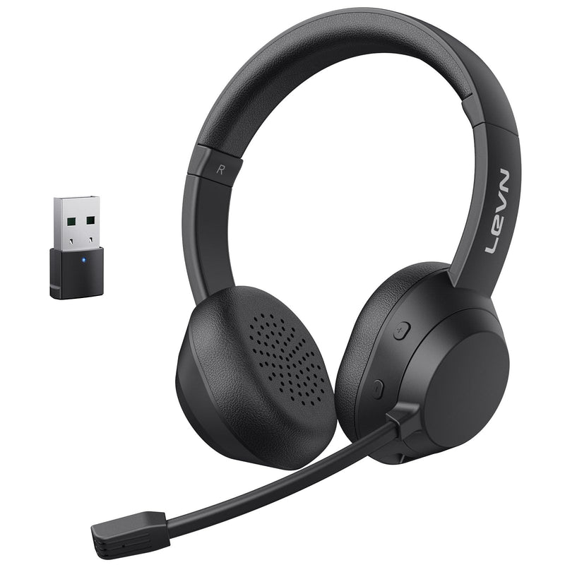 LEVN Wireless Headset Wireless Headset with Mic for Work(Noise Cancelling) 65 Hours Woktime & Mute ButtonWireless Headset for Work from Home/Office/Call Center/PC/Computer/Laptop/Teams