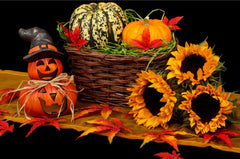 Halloween Pumpkin, Sunflower, Diamond Painting