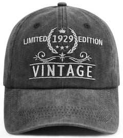 95th Birthday Decorations for Women Men Funny Embroidered Limited Edition 1929 Hat Fathers Day 95 Years Old Birthday Gifts for Grandpa Grandma Black