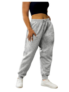 MakeMeChic Womens Plus Size Jogger Sweatpants Baggy Drawstring Loose Sweatpants Workout Running Pants Grey B 4XL