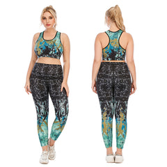 Plus Size Yoga Clothes Set with Sports Bra & Leggings