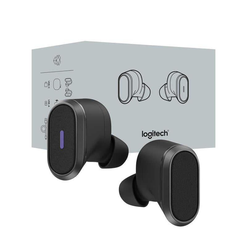 Logitech Zone True Wireless Bluetooth Noise Canceling Earbuds with Microphone Hybrid ANC Transparency Mode Certified for Microsoft Teams Zoom Google Meet Google Voice - Graphite