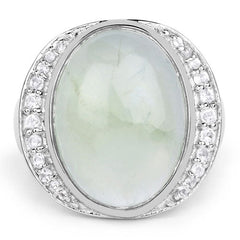 11.50 Carat Genuine Prehnite And White Topaz .925 Sterling Silver Ring
