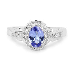 2.46 Carat Genuine Tanzanite and White Topaz .925 Sterling Silver 3 Piece Jewelry Set (Ring, Earrings, and Pendant w/ Chain)