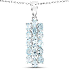9.88 Carat Genuine Blue Topaz .925 Sterling Silver 3 Piece Jewelry Set (Ring, Earrings, and Pendant w/ Chain)