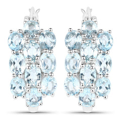 9.88 Carat Genuine Blue Topaz .925 Sterling Silver 3 Piece Jewelry Set (Ring, Earrings, and Pendant w/ Chain)